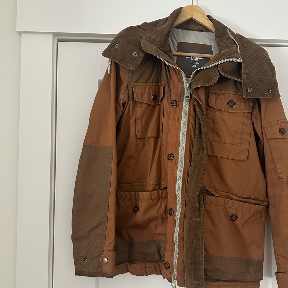 H&M Brown Military Field Jacket Durable Cotton
